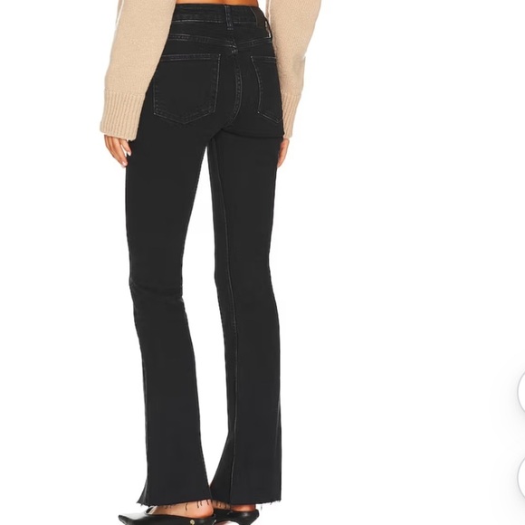 ANINE BING Black Roxanne Button Fly Raw Hem Front Slip Washed Stretch Denim Jean - Picture 6 of 16